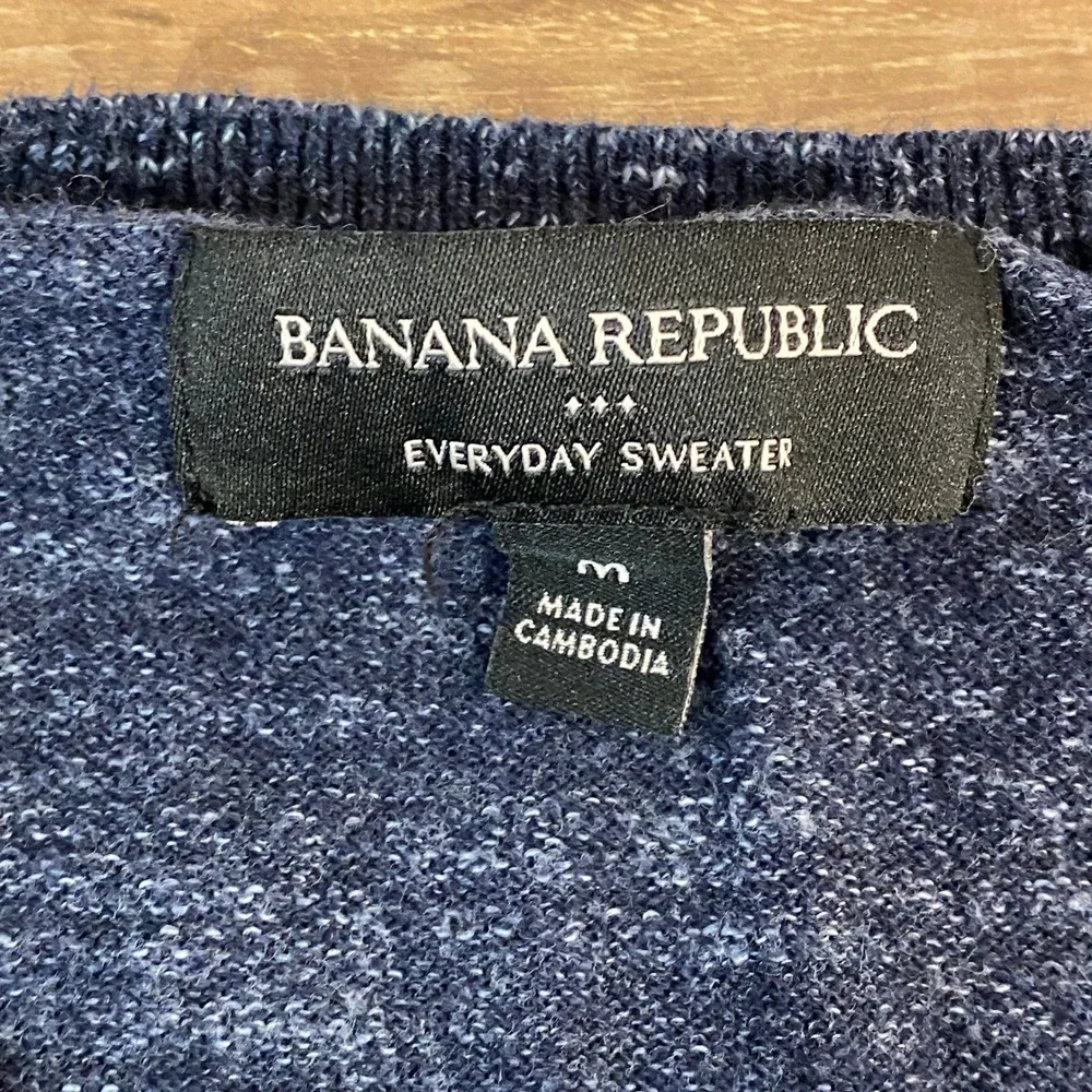 Banana Republic Sweater‎ Mens Medium Everyday Sweater Navy Heathered Crew Neck